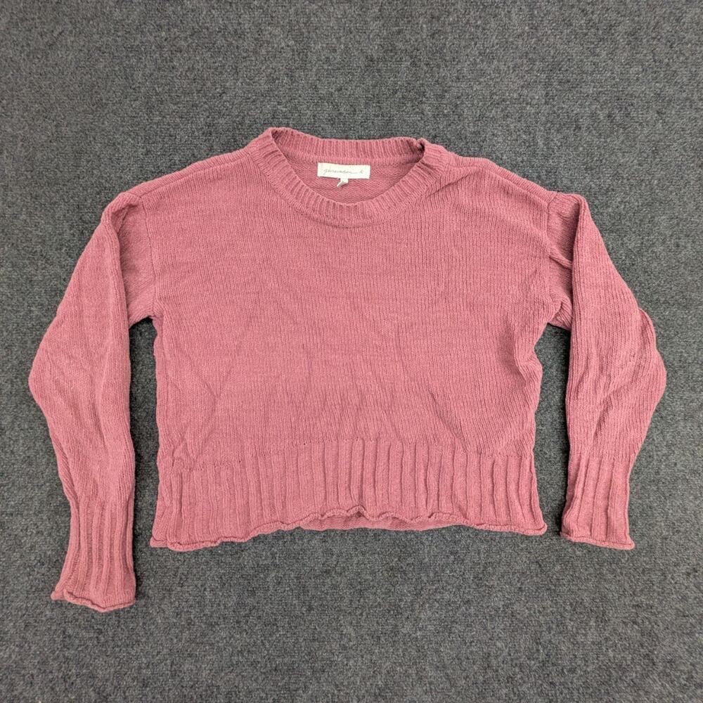 Generation K Sweater Womens L Pink Cropped Crew Neck Relaxed Fit Knit Pullover